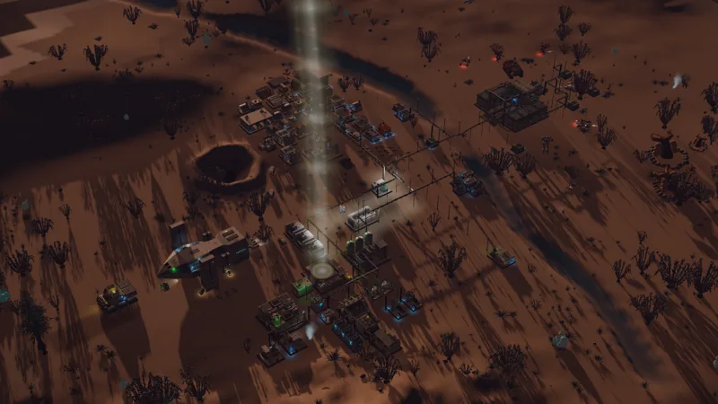Colony infrastructure at sunset