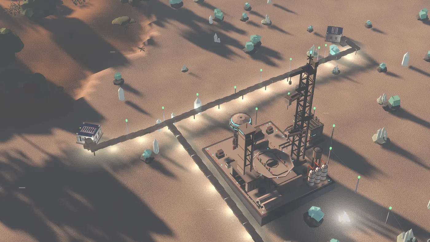A mining rig and its derrick working an ore seam